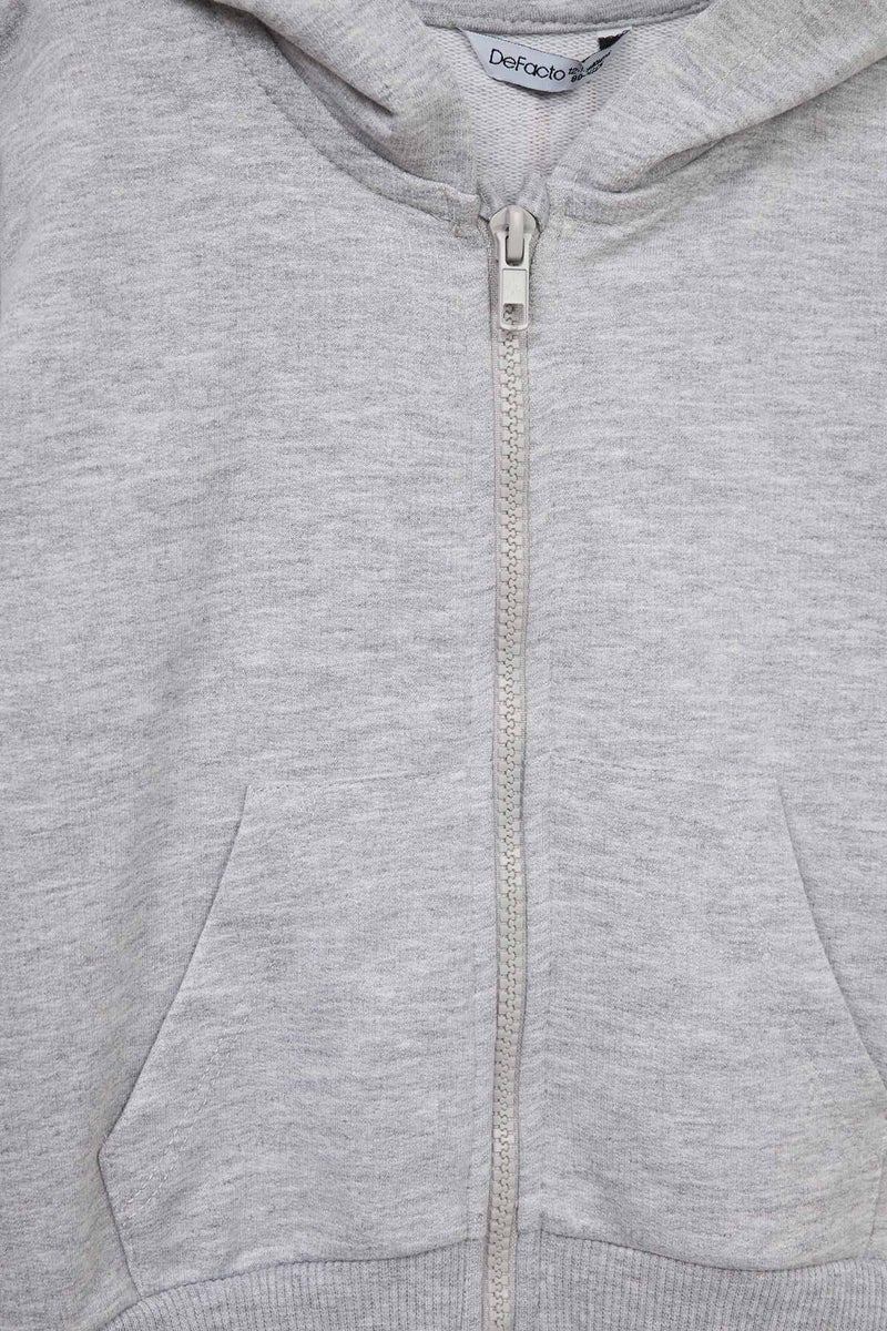 DeFacto Grey BabyBoy Baby Boy Regular Fit Hooded 2 Piece Sweatshirts Casual - Image 3